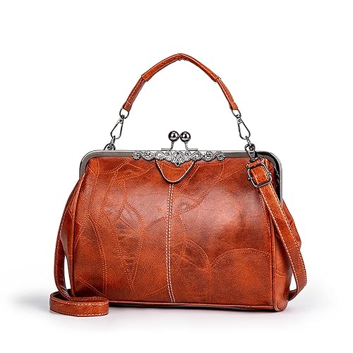 Women Vintage Hollow Handbag Oil Leather Shoulder Crossbody Bag Clutch