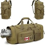 3 in 1 Tactical Travel Duffle Bag Backpack for Men Women 40-45L Expandable Gym Bag & Sport Duffel Bags for Travel with Shoe Compartment & Wet Pocket, Weekend Overnight Bag for Caming, Camo
