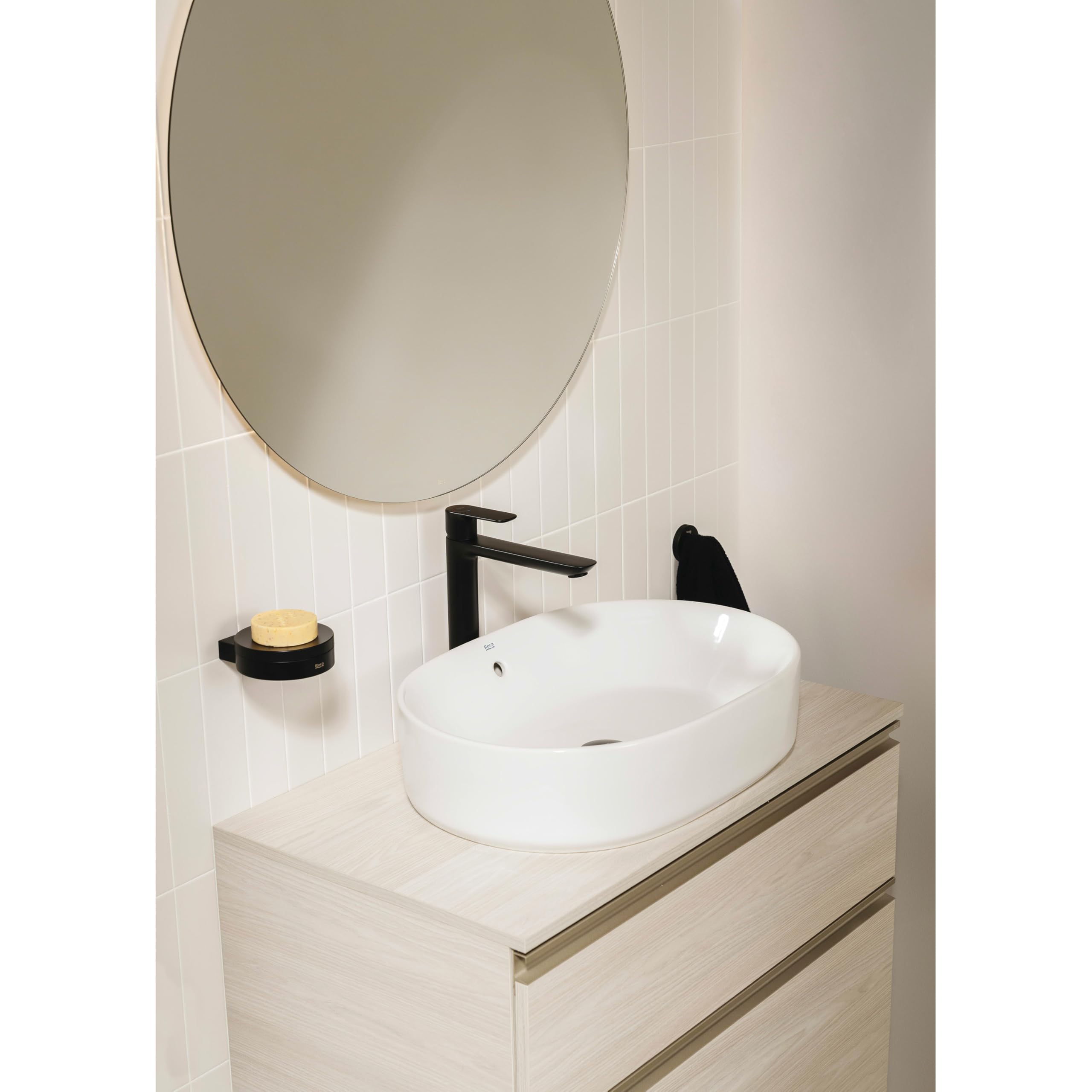 Roca A5A346ENB0 Sink Mixer High Spout, Smooth Body, Cove Collection, Matte Black, Dull Black - Image 3