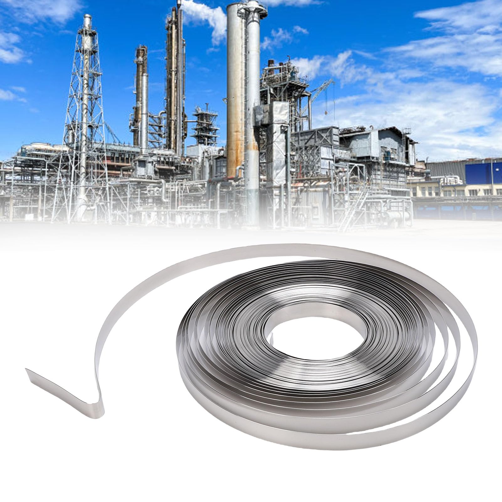 Correa de Banda con fleace de Acero Inoxidable 304 de Servicio Pesado, 100ft 3/4 de Ancho 0.02 en Espesor Correa de tubería de Metal, Kit de Tiras de Bandas para Transporte de