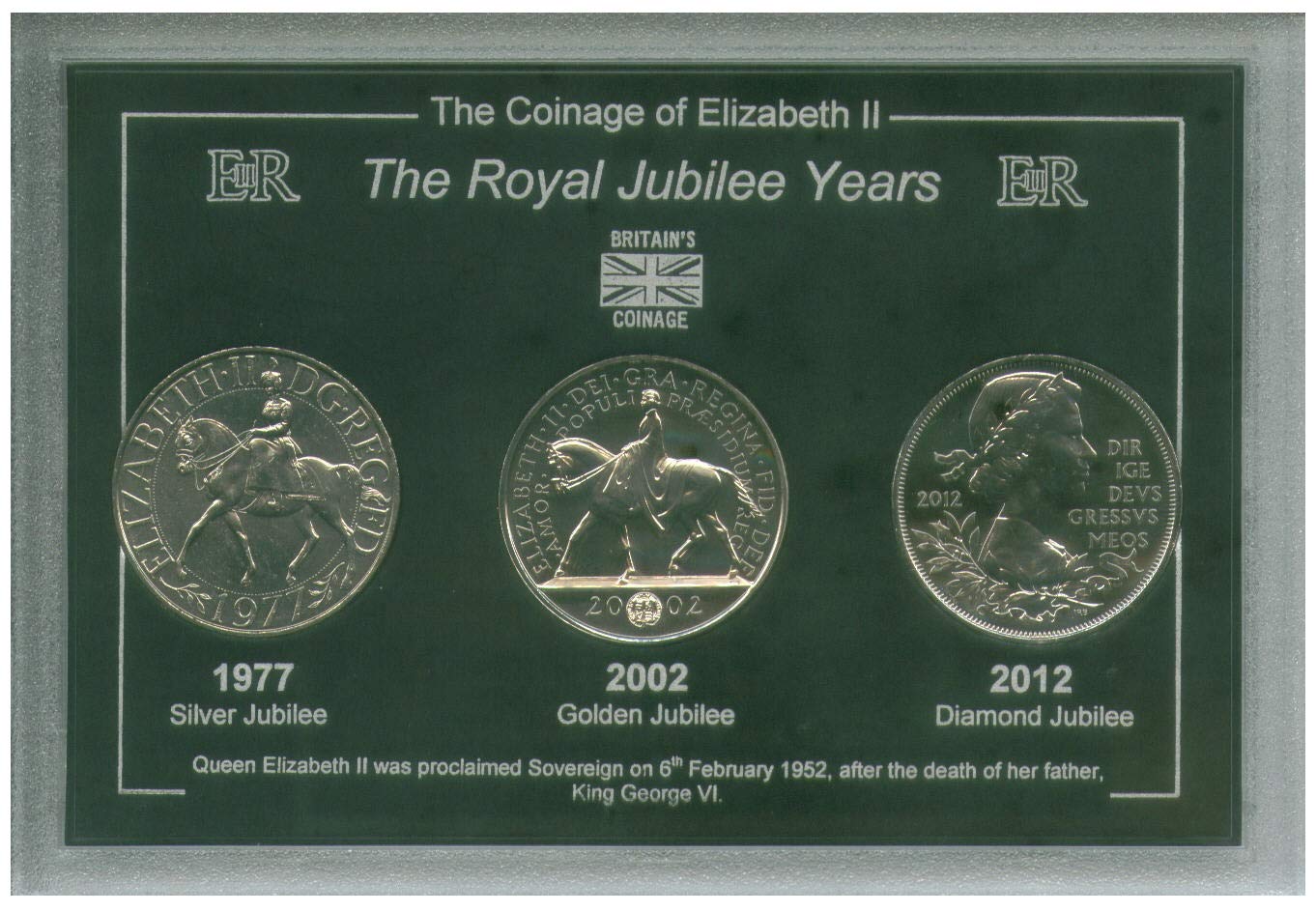 Queen Elizabeth II The Royal Jubilee Years (Silver Golden & Diamond) Commemorative Coin Collector Gift Set