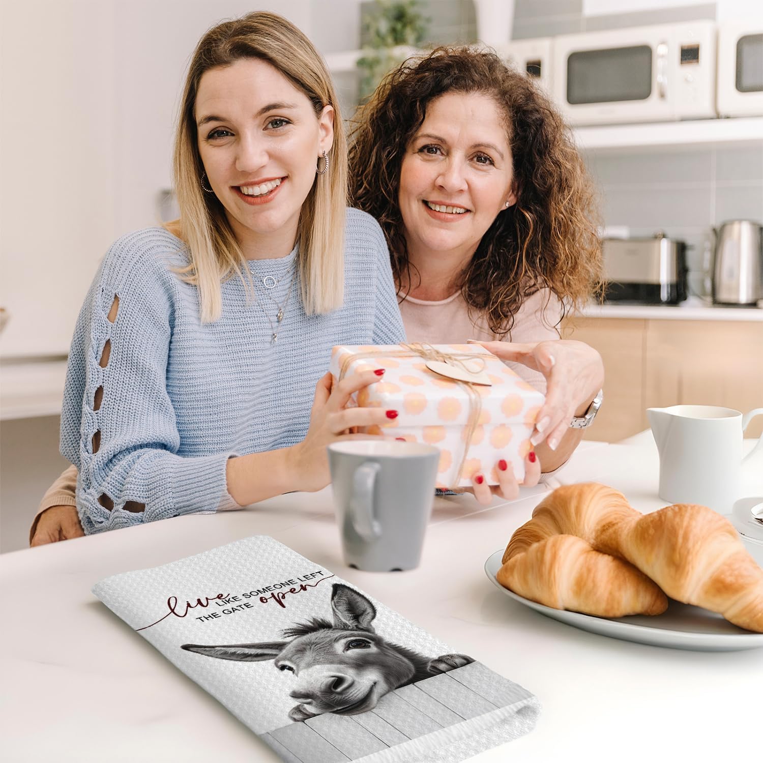 Donkey Kitchen Dish Towels,Donkey Lovers Gifts for Women, Funny Farmhouse Donkeys Hand Tea Towels for Bathroom Kitchen Decor,16x24 Inches - Image 6