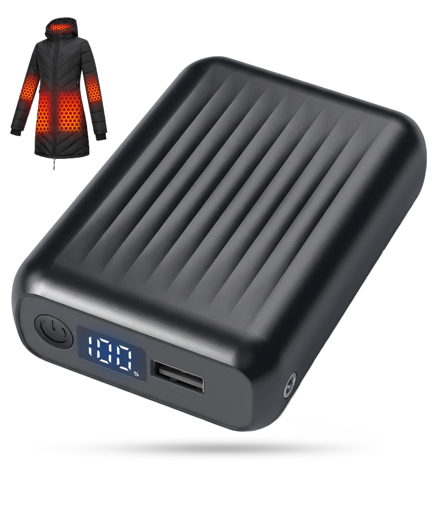 𝟏𝟐𝐕 𝟏𝟖𝟒𝟎𝟎𝐦𝐀𝐡 Heated Jacket Battery Pack Compatible with SOLJIKYE, Wulcea, Genovega, Portable Power Bank for Heated Vests, Jackets, Pants with Digital Display(NOT for 7.4V)