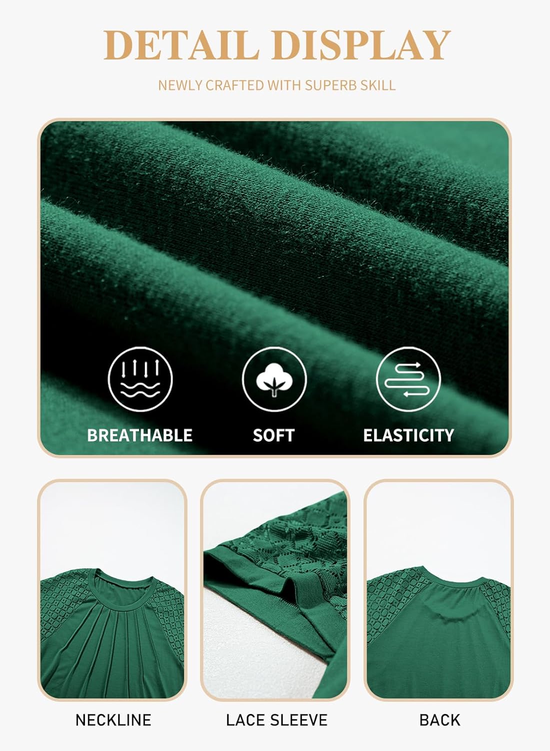 Eytino Plus Size Tops for Women Summer Lace Short Sleeve Crewneck Loose Casual Blouse Tunic T Shirts(1X-5X) - Image 5