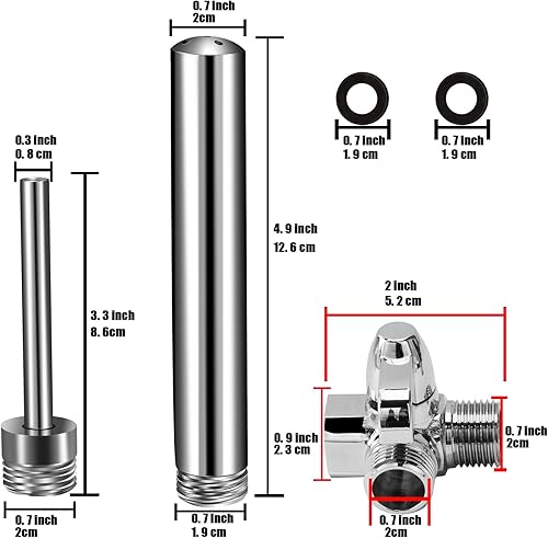 Miniatura 2 de Paquete de 4 sistemas de ducha de acero inoxidable de 6 pies con 2 boquillas de mano de baño y perilla reguladora para la mayoría de sistemas de