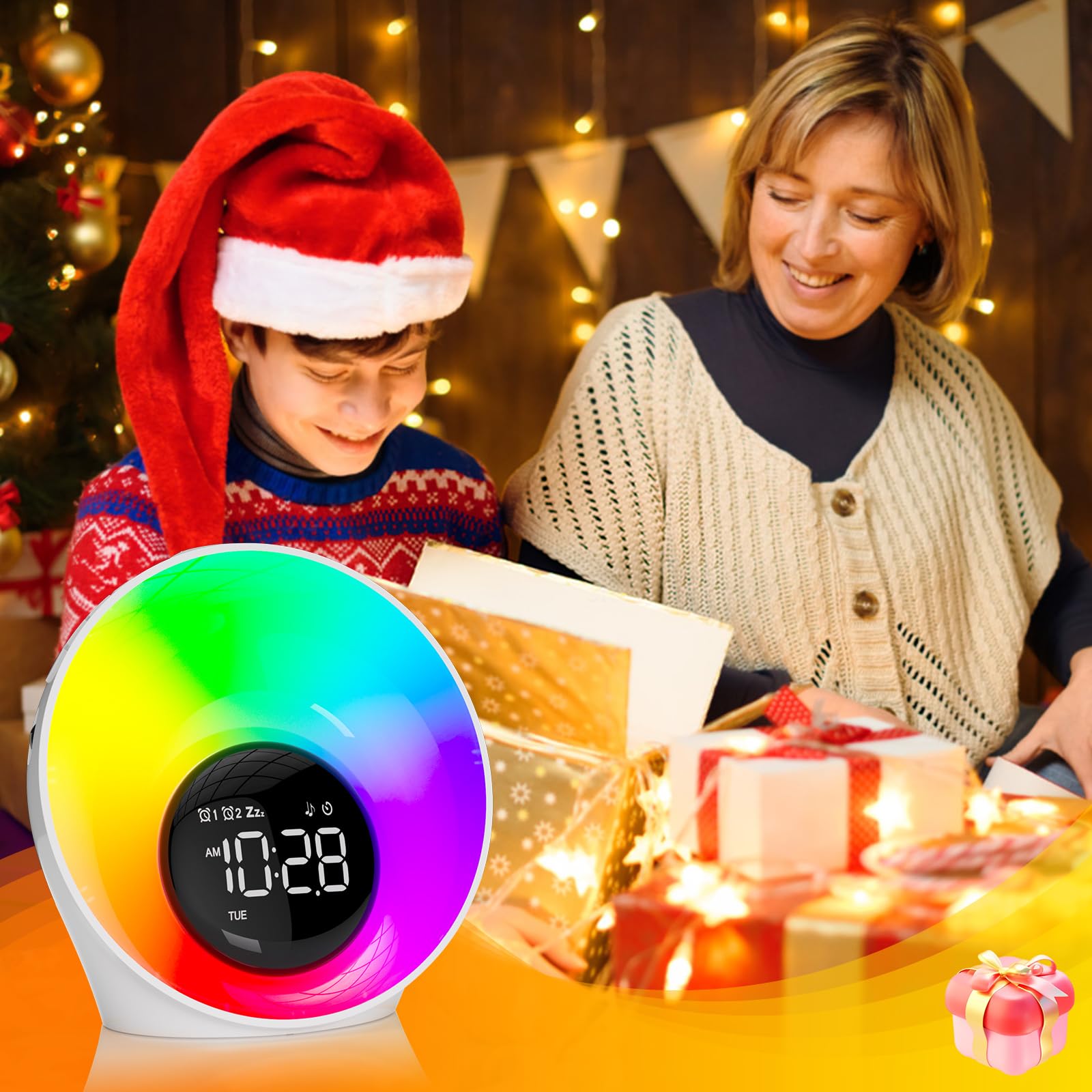 Despertador Luz Natural Simulación de Amanecer Wake Up Light 2 Alarmas 30 Sonidos 20 Brillo 14 Colores Snooze