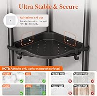 Vista 3 de Lifewit Floor Standing Shower Caddy Corner, 4 Tier Plastic Shower Stand Rack with Adjustable Feet and Hooks, Rustproof Bathroom Shelf Organizer