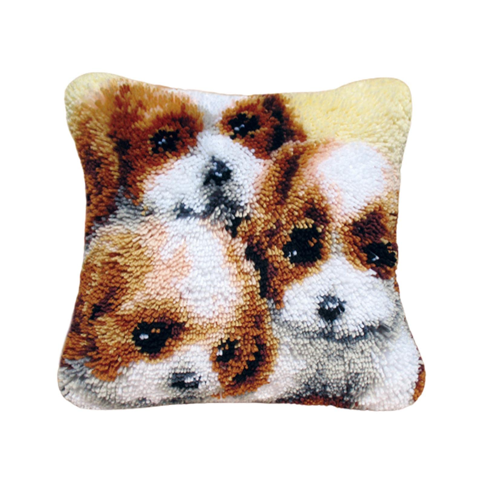 UJEAVETTE® Lovely Pillow Case Latch Hook Kits Needlework Throw Pillow Cover Needlecraft-image-44