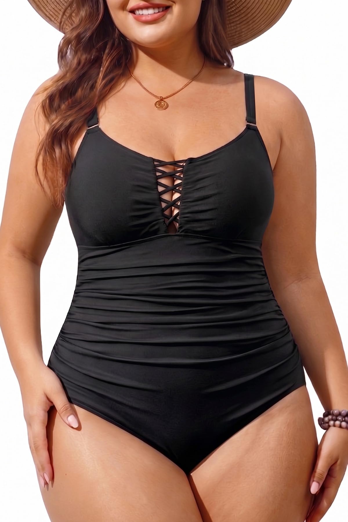 Yonique Lace-Up One Piece Swimsuit
