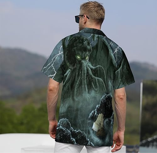 Miniatura 7 de Socira Camisas con botones para hombre, transpirables, de manga corta, hawaianas, divertidas camisas de playa Aloha, camisetas hawaianas de verano