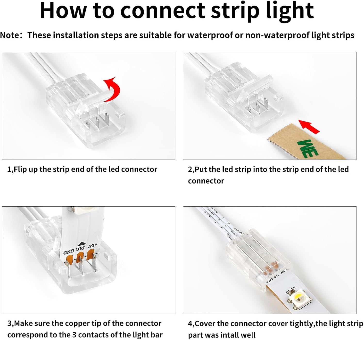 RGBZONE 3 Pin 10mm LED Connector Kit with 32.8ft 3 Pin Extension Cable and 10 Pcs 3 Pin LED Strip to Wire Connectors for 10mm IP20/IP65 SMD 5050 Dream Color LED Strip Light WS2811 WS2812B