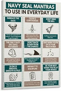 Navy Seal Mantras To Use In Everyday Life Poster Canvas for Bedroom Living Room Decor 16x24inch(40x60cm) Frame-style