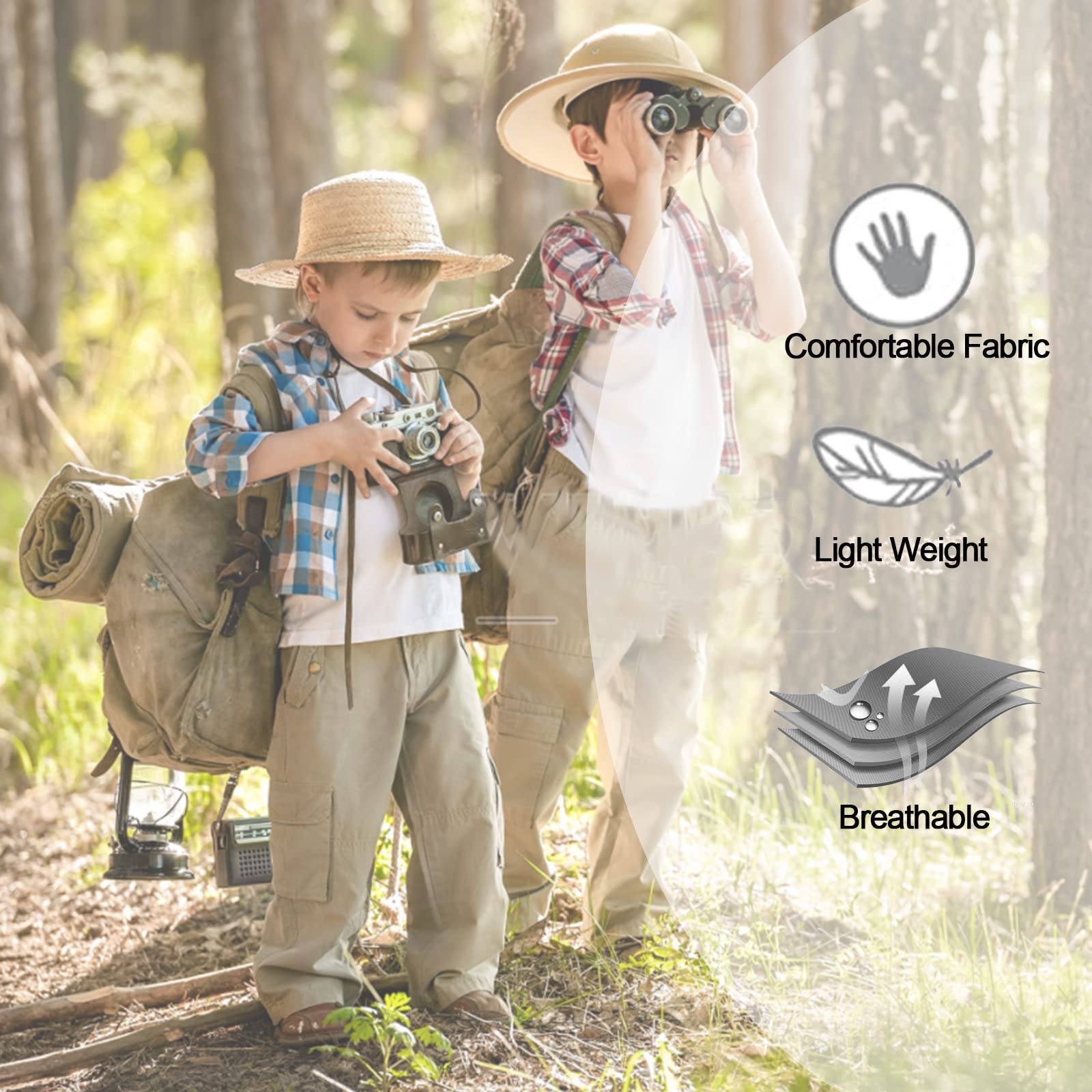 Pantaloni da trekking convertibili da ragazzo, leggeri, ad asciugatura rapida, con cerniera, per bambini e ragazzi, per attività all'aperto, UPF 50+, pantaloni cargo casual