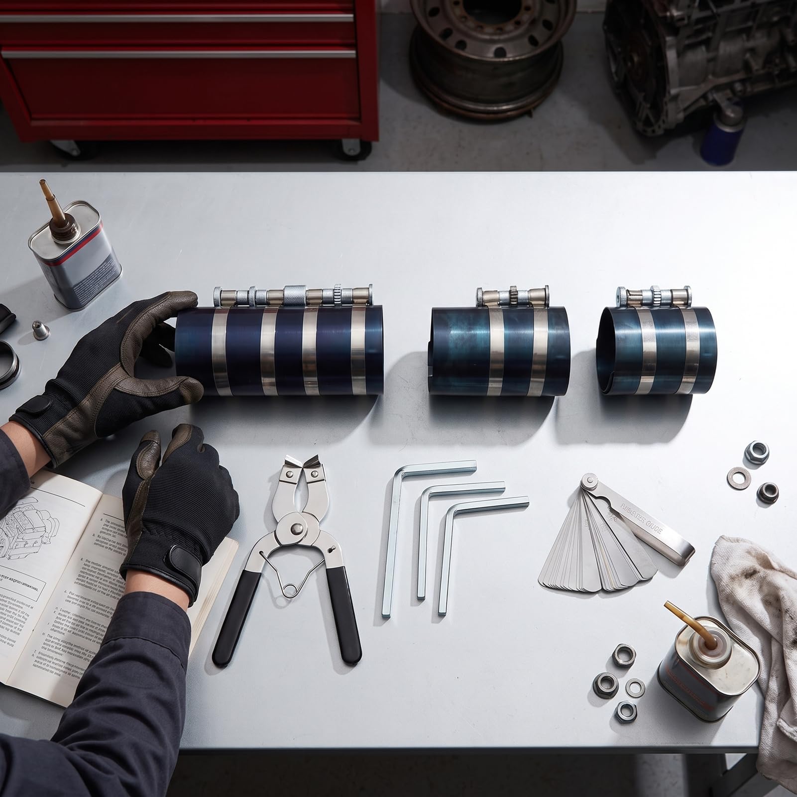 Luocute Kit D'outils Réglable pour Compresseur à Segments de Piston de 3