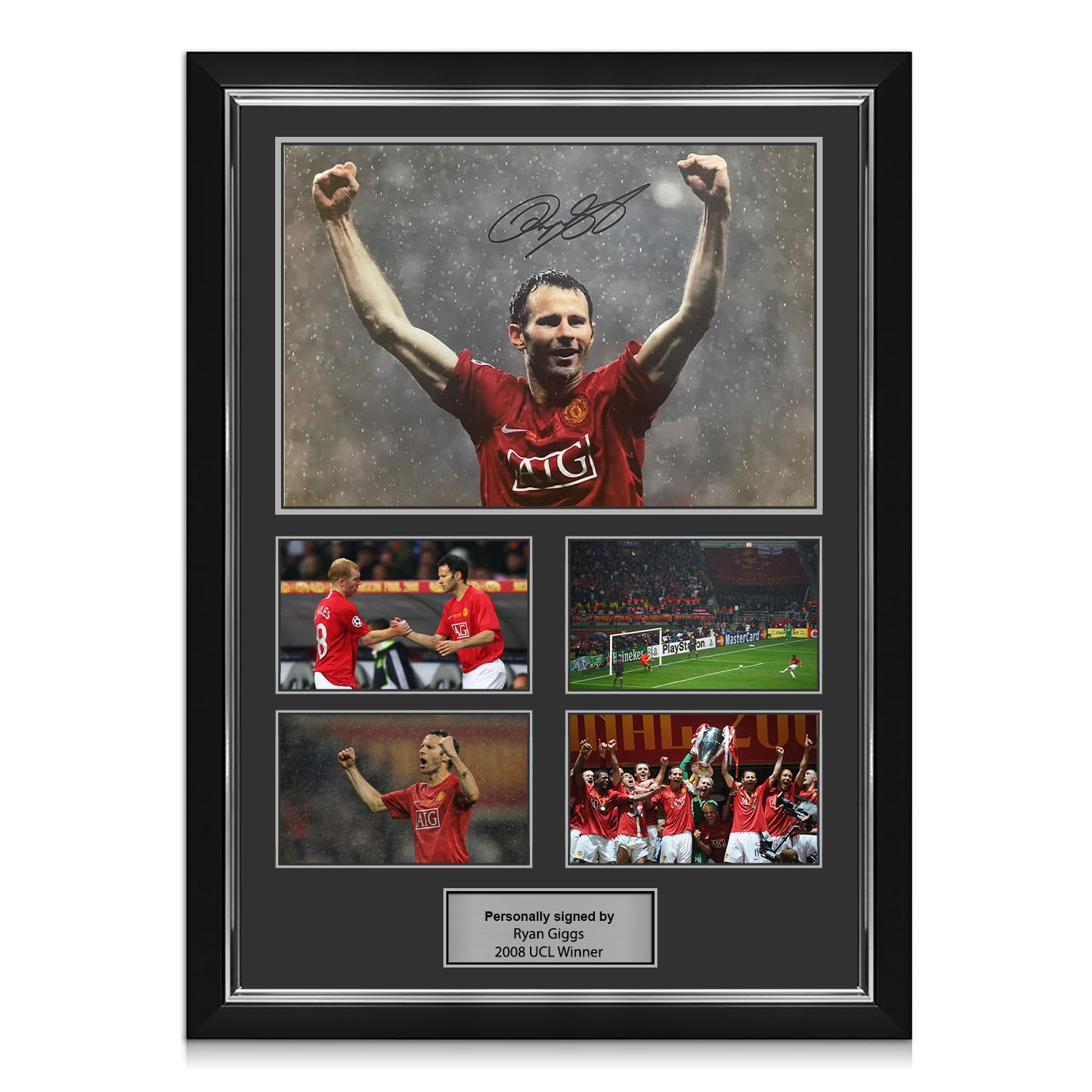 Exclusive Memorabilia Ryan Giggs Signed Manchester United Football Photo: UCL Winner Presentation. Deluxe Silver