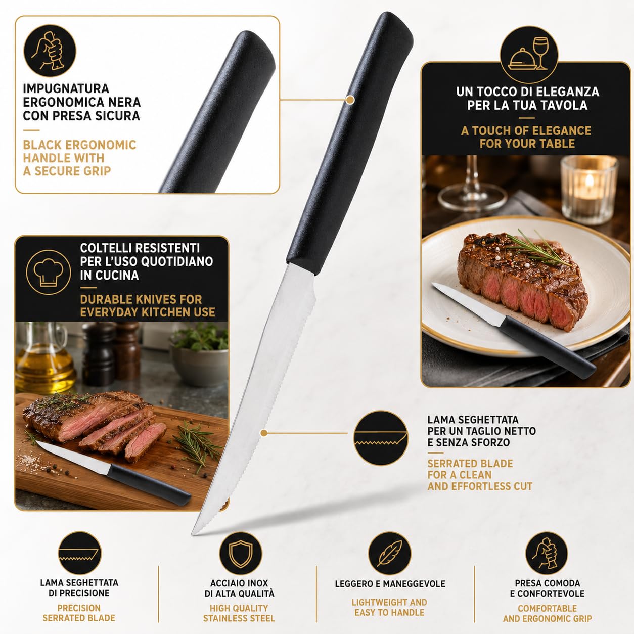 IPEA Meat Knife Set - 6 Sharp Knives -4