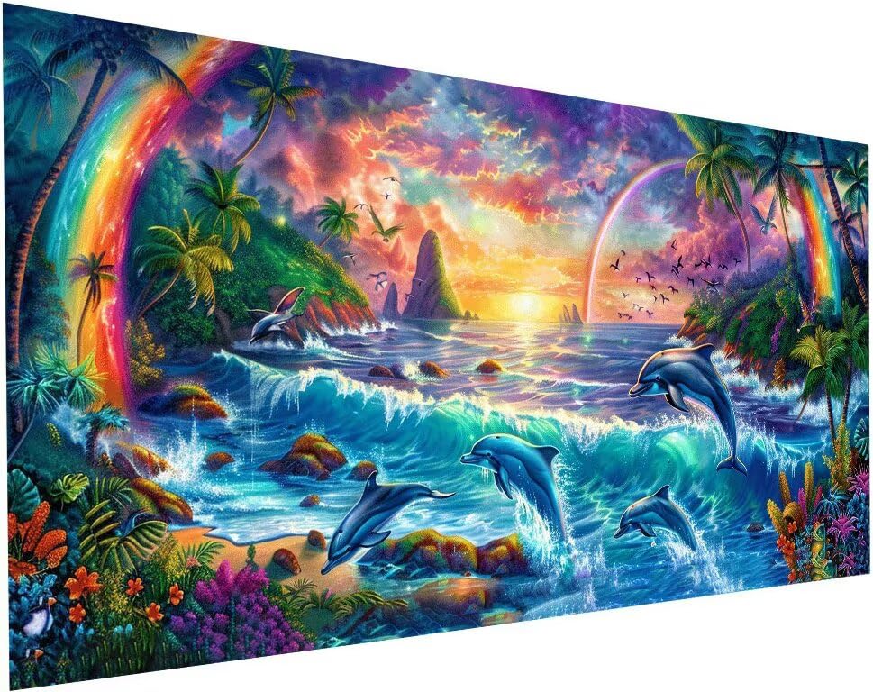 Broderie diamant kit complet 5D peinture diamant dauphin 100x200 cm pour adulte