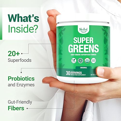 Miniatura 3 de SUPER GREENS  Veggie Greens Superfood en polvo con 20ingredientes orgánicos espirulina chlorella cebada y otros además de frutas orgánicas