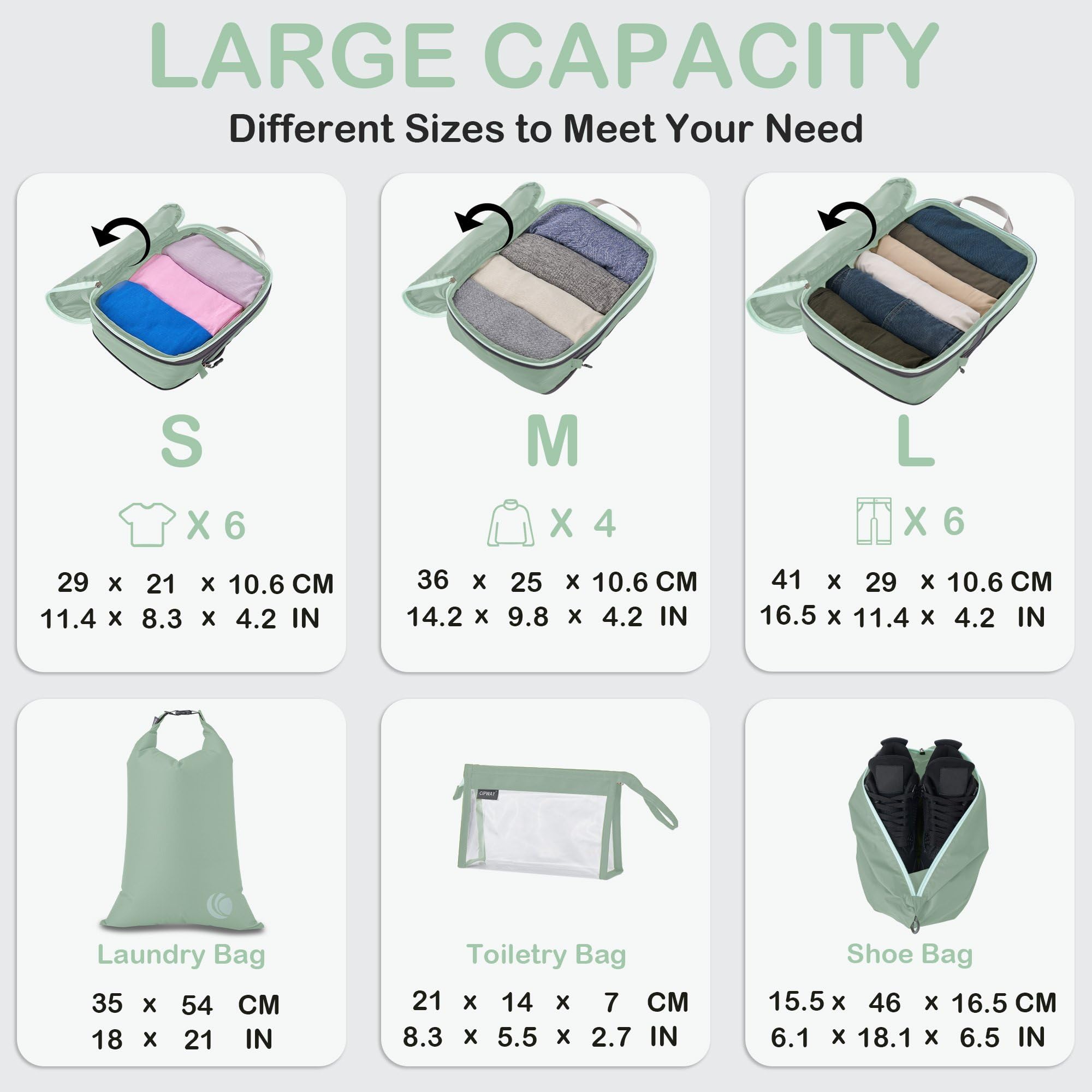Set 8 Organizer Valigia Compressore - Sacchetti Viaggio Ultraleggeri, Salvaspazio, Bianco - Foto 4