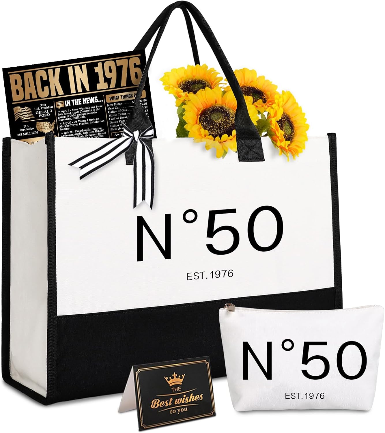 Lamyba 50th Birthday Gifts for Her, 50s Birthday Decorations for Women/Wife/Mom/Friends/Sister, Back in 1976 Poster, No 50 Tote Bag