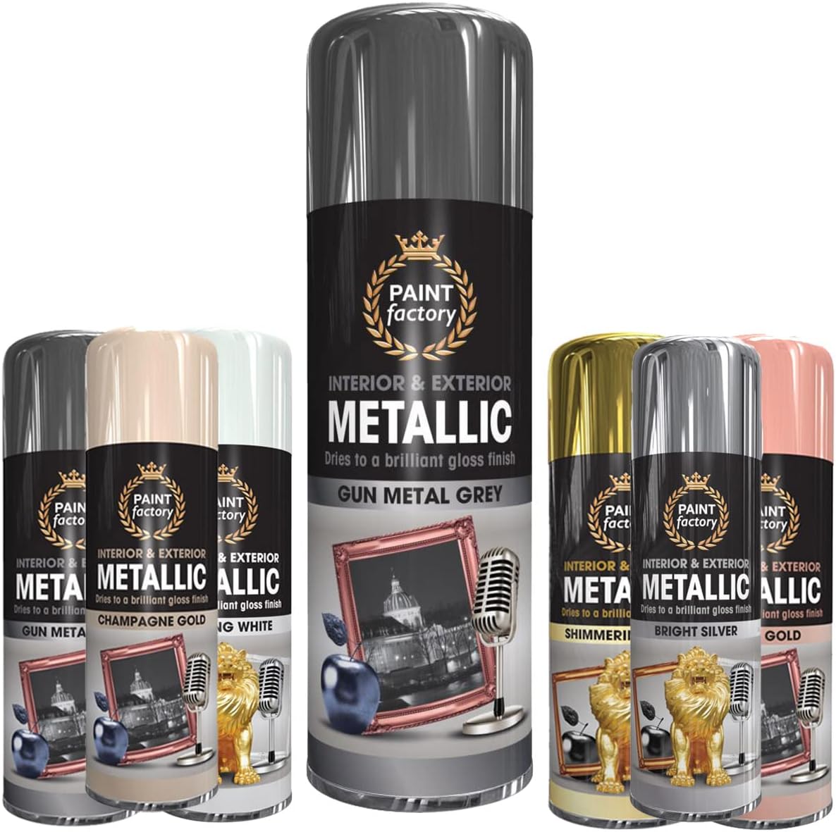 1 x Metallic Gun Metal Grey Spray Paint 400ml Multi-Purpose Use, Spray for Metal and Wooden Furniture, Ornaments, Decorative Items and Much More for Interior & Exterior