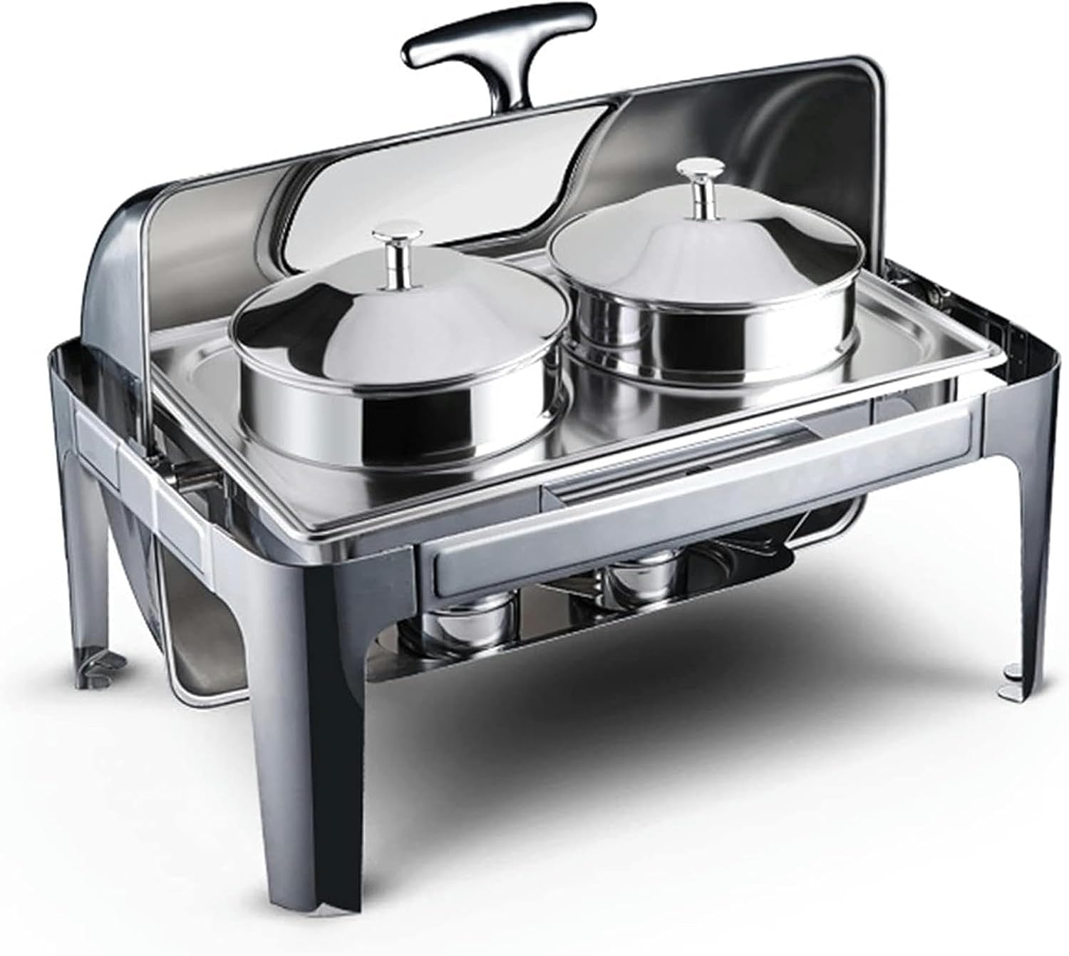 Stainless Steel Buffet Hot Plate - Buffet Servers and Heaters. Hot Pot Buffet Set, Stainless Steel Buffet Hot Pot with Glass Lid Food Warmer Catering (Visual Double End Stockpot-9L