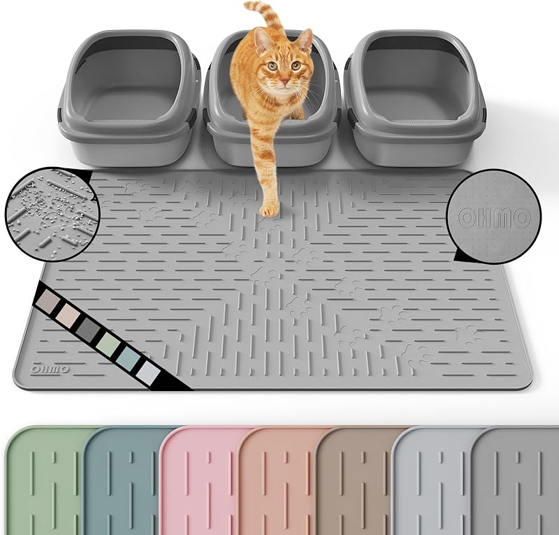 Tapete para Caixa de Areia de Gatos OHMO XL em Silicone Cinza 95 x 64 x 0,5 cm