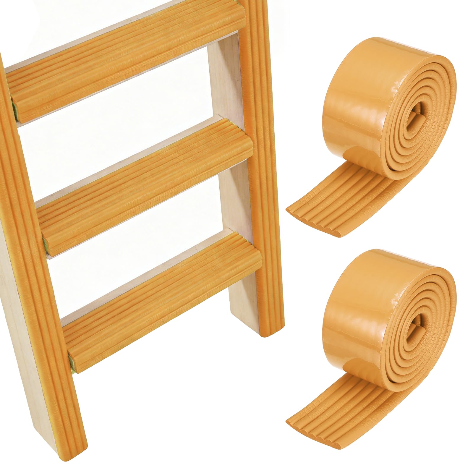 PATIKIL Bunk Bed Ladder Pad, (6.5ft, Wood), Self-Adhesive Bunk Bed Step Foam Padding Soft Extra-Wide Edge Protector Traction Treads, Suit for - Stair Steps/Bedroom/Kitchen