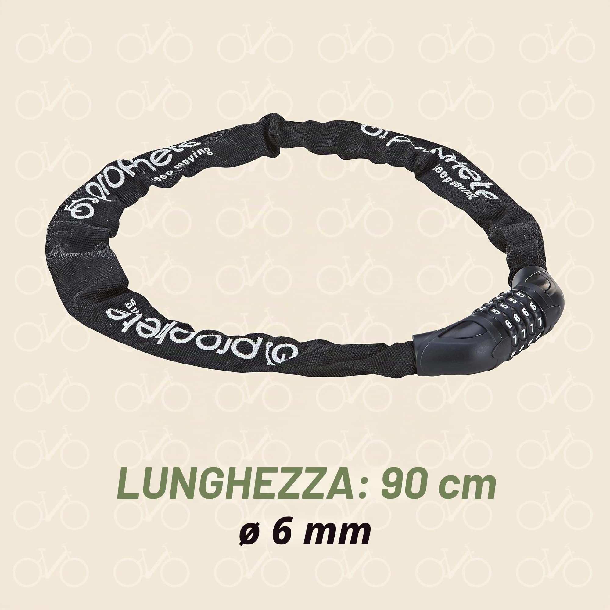 Prophete Unisex – Lucchetto a catena per adulti, combinazione di 4 cifre, senza codificazione, dimensioni: 90 cm/Ø 6 mm, nero, taglia unica