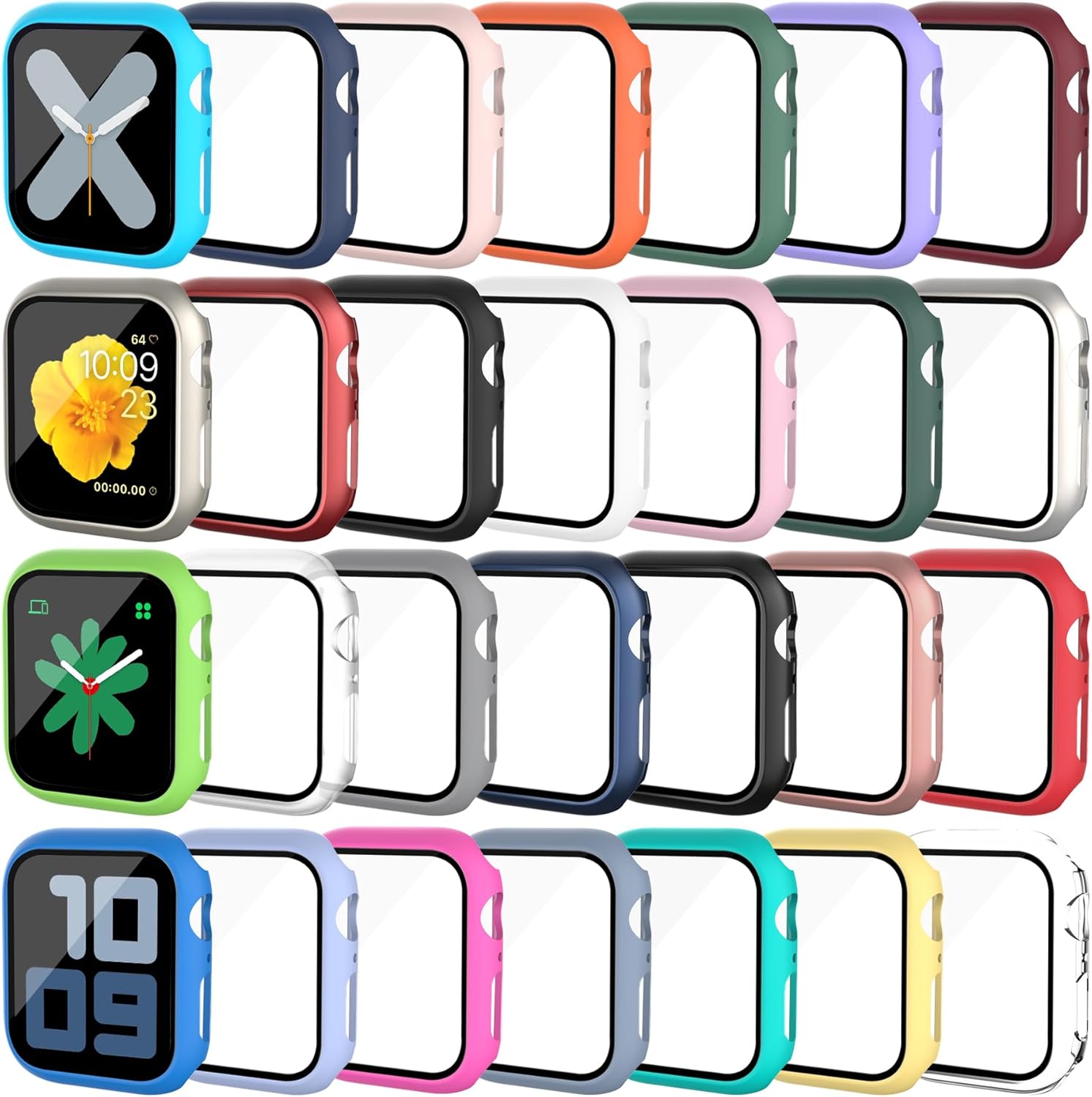 28 Pack Case for Apple Watch Series 11/10 46mm with Tempered Glass Screen Protector, Ultra-thin Shockproof Hard PC Protective Cover, All-around Edge Bumper Compatible with iWatch S11/10 46mm