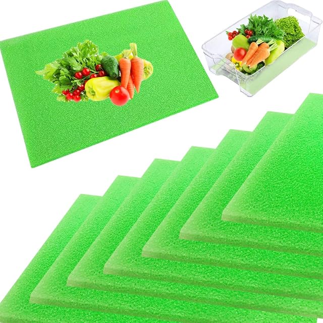 8 Pieces Fruit and Veggie Life Extender Liner,15 x 12 Inch Refrigerator Shelf Liners,Produce Saver Washable Life Extender Foam Mats for Fridge Refrigerator Drawers