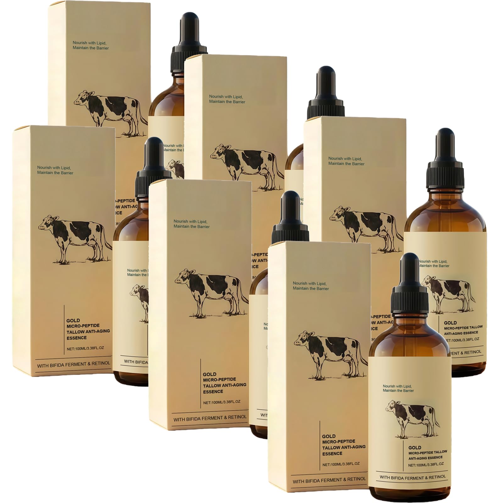 Golden Micro Peptide Tallow Serum, Retinol Anti-Aging Gesichtsserum mit Rindertalg und Hyaluronsäure für straffere, glattere und mit Feuchtigkeit versorgte Haut, 100 ml (6)