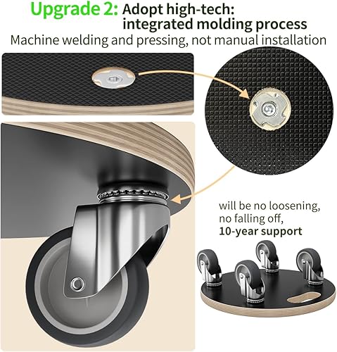 Miniatura 3 de Carrito móvil para muebles de 15 pulgadas, rodillos móviles de madera dura, capacidad de 550 libras, carrito de muebles plano con 4 ruedas (2