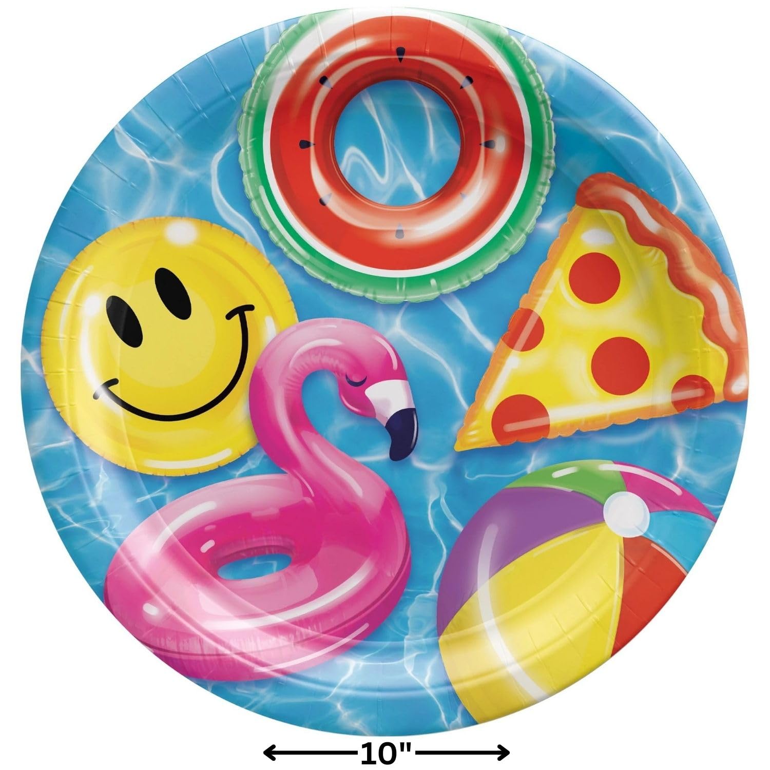 amscan Bezaubernde, bunte runde Papierteller, 25,4 cm, langlebiges und lebendiges Design, perfekt für Sommerveranstaltungen, 20 Stück