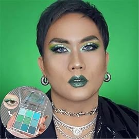 Go Ho 9 Colors Green Eyeshadow Palette,Light to Dark Green Eye Shadow Palette,Matte&Shimmer Eye Makeup Palette,Waterproof Grey&Green Powder Eyeshadow Makeup