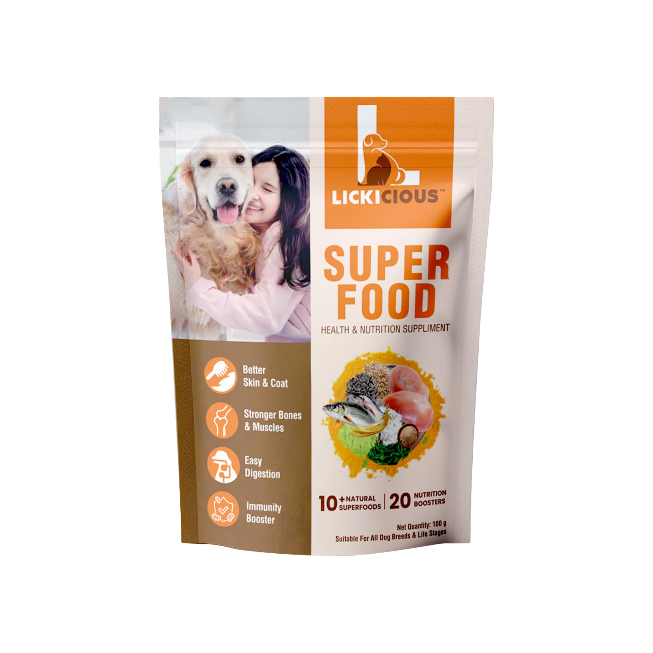 LICKICIOUS Super Food Topper Supplement for Bone & Joints, Immunity, Skin & Coat| Chicken & Fish for a Healthy & Radiant Coat, Fish Oil for Stronger Bones| 10+ Natural Superfoods for Immunity, 100g (B0D8BSBGNF) Amazon Price History, Amazon Price Tracker