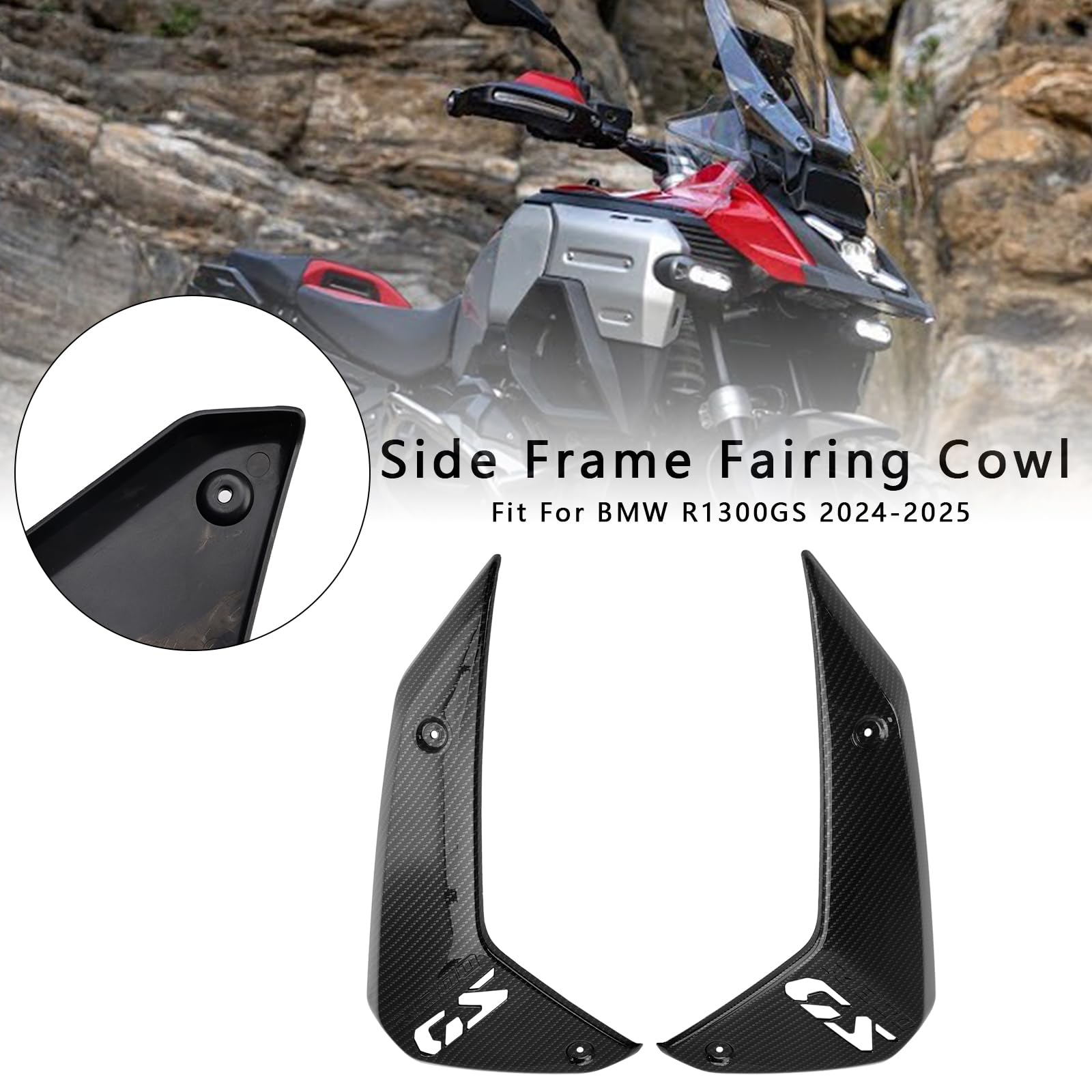 Topteng Seitliche Rahmenverkleidung, Cowl Guards, Kühlerabdeckung, passend für BMW R1300GS 2024-2025 Carbon