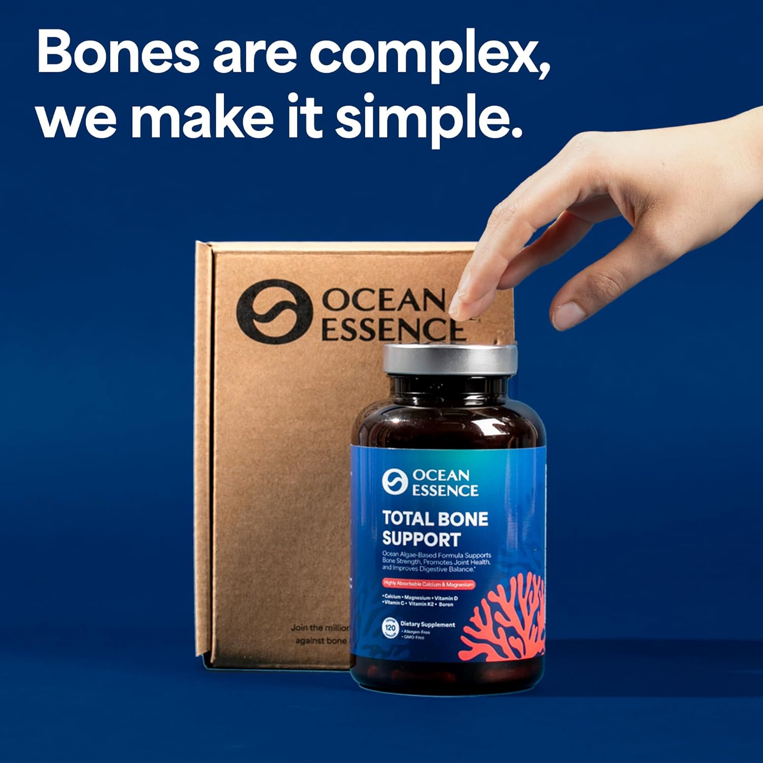 OCEAN ESSENCE Total Bone Support - Plant-Based Algae Calcium Supplement for Supporting Bone Density & Strength - for Men & Women 35+ - 120 Natural Calcium Capsules - Vitamins for Optimal Health - Image 7