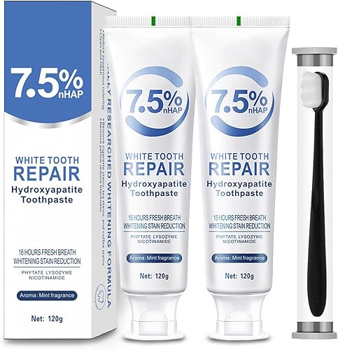 Pasta de dientes Hydroxyapatite 7.5, pasta de dientes sin flúor para protección del esmalte y fortalecimiento de los dientes, refrescante del