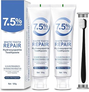 Hydroxyapatite Toothpaste 7.5, Fluoride-Free Toothpaste for Enamel Protection and Tooth Strengthening, Breath Freshening | Mild Mint | Deep Cleaning Care Toothpaste for Sensitive Teeth 4.23oz (2pcs)