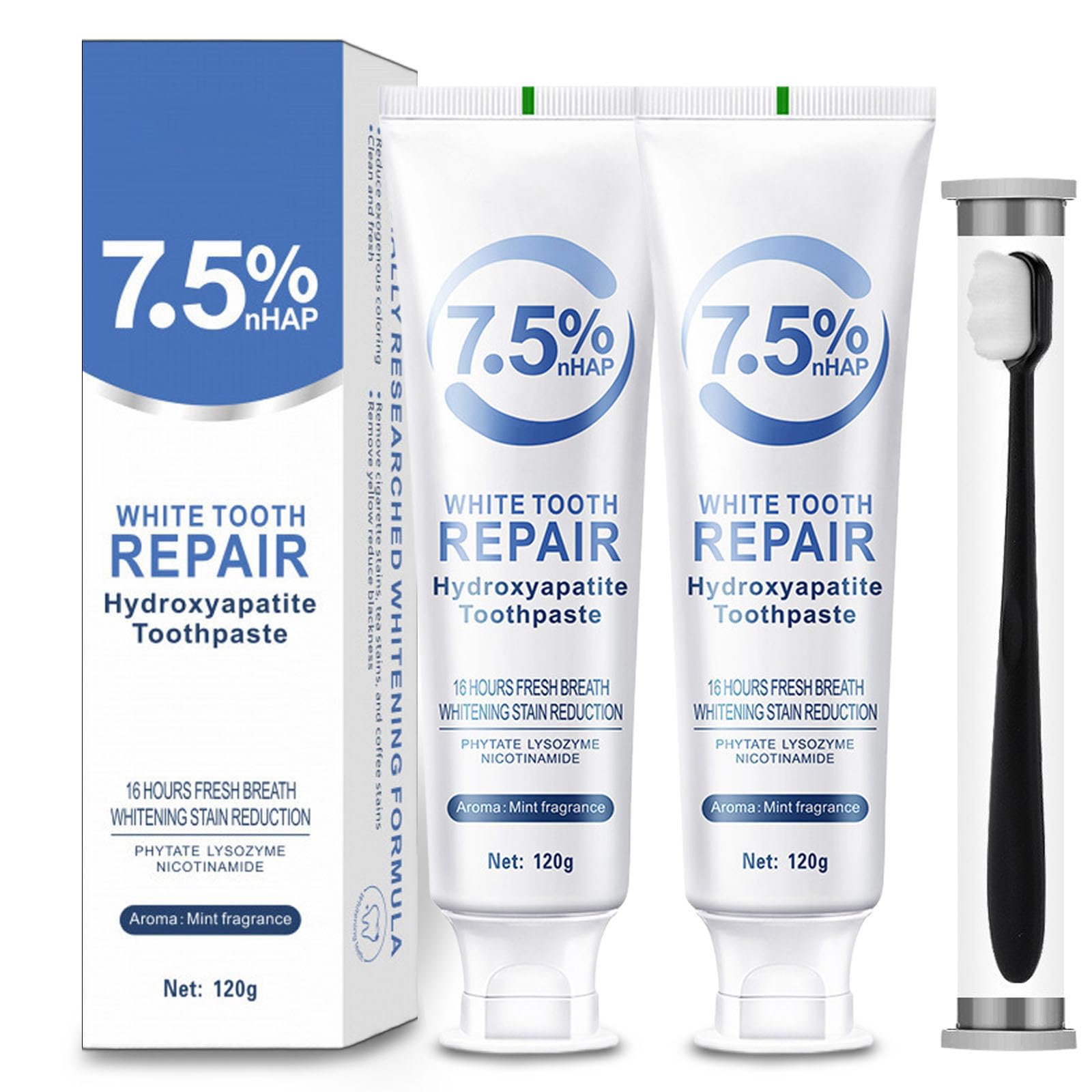 Hydroxyapatite Toothpaste 7 5 Fluoride-Free Toothpaste for Enamel Protection and Tooth Strengthening Breath Freshening Mild Mint Deep Cleaning