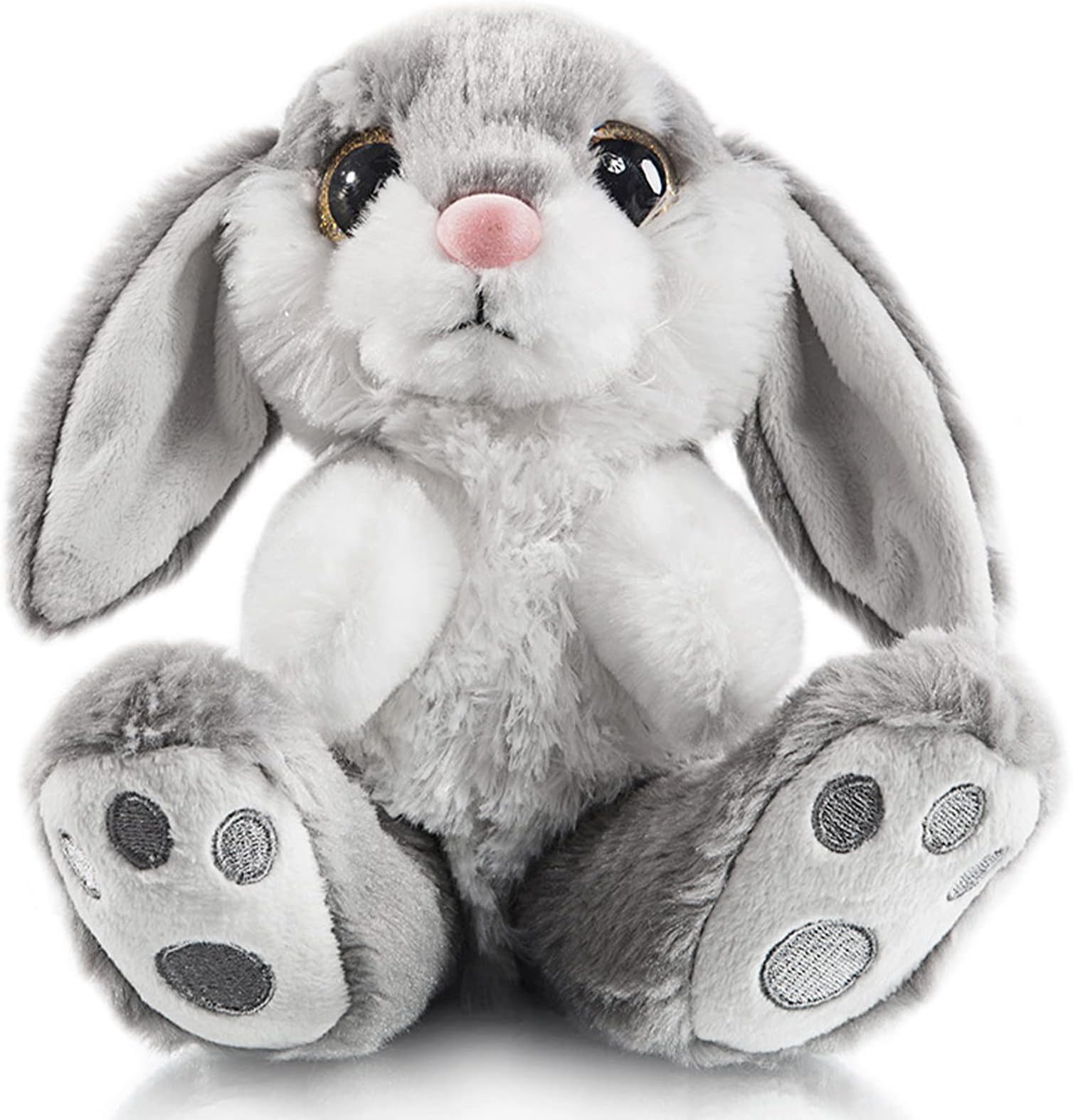 Easter Bunny Stuffed Animal 8.5in Plush Easter Rabbits Stuffed Animals with Floppy Ear Bedtime Friend Soft Toy Gifts for Kids Girls Boys, Gray