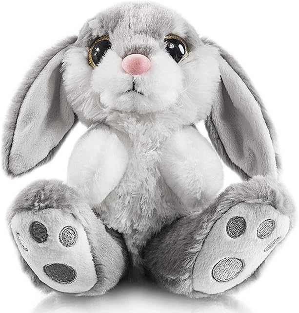 My OLi Easter Bunny Soft Toy 22cm/8.5" Plush Rabbit With Floppy Bunny Ears Stuffed Animal Bunny Teddy Toy Easter Bunny Decorations Gifts For Babies Kids Boys Girls | Grey