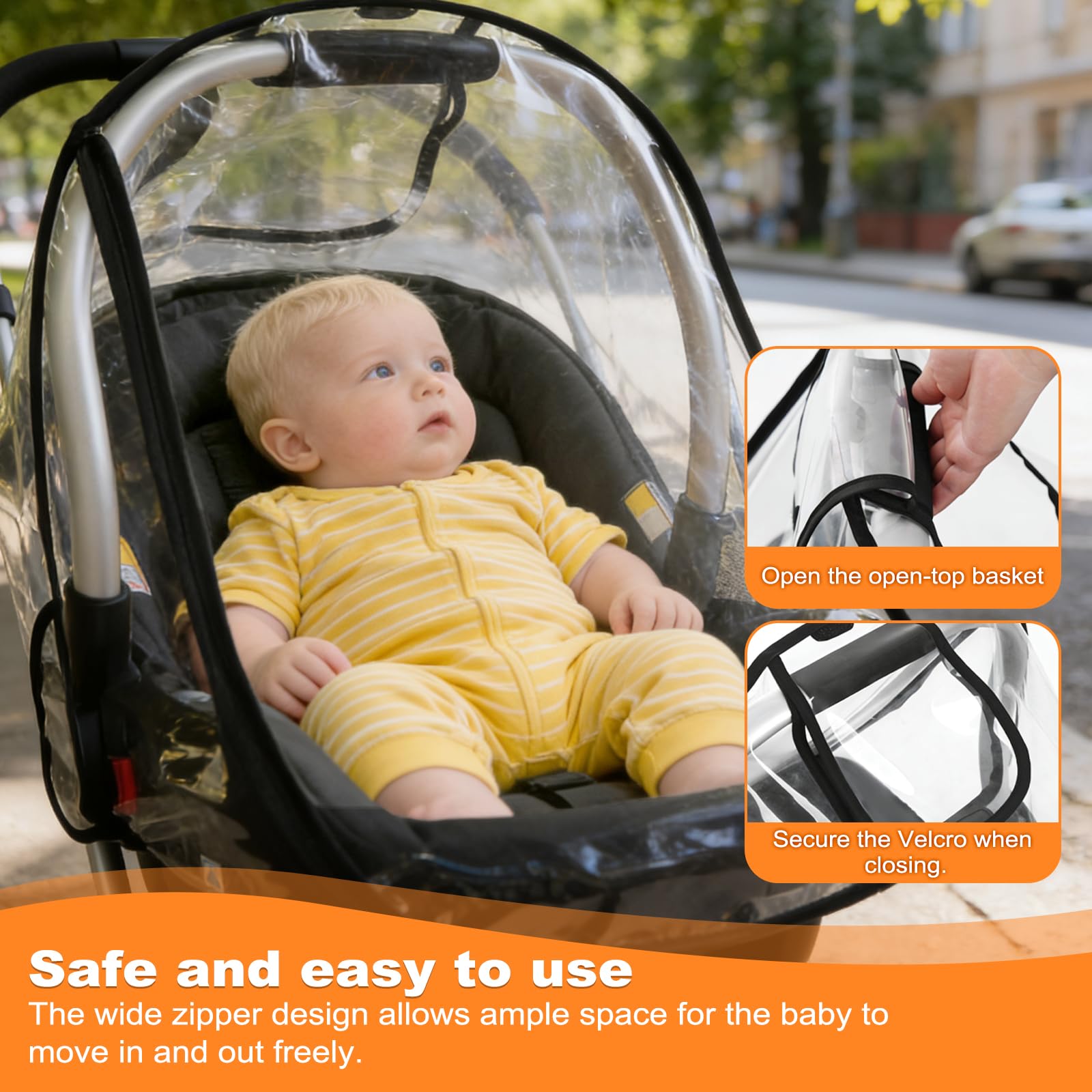 Universal Rain Cover for Pushchair Baby Travel Weather Shield Fits Most Carrycot, Stroller, Pushchair, Transparent - Image 4