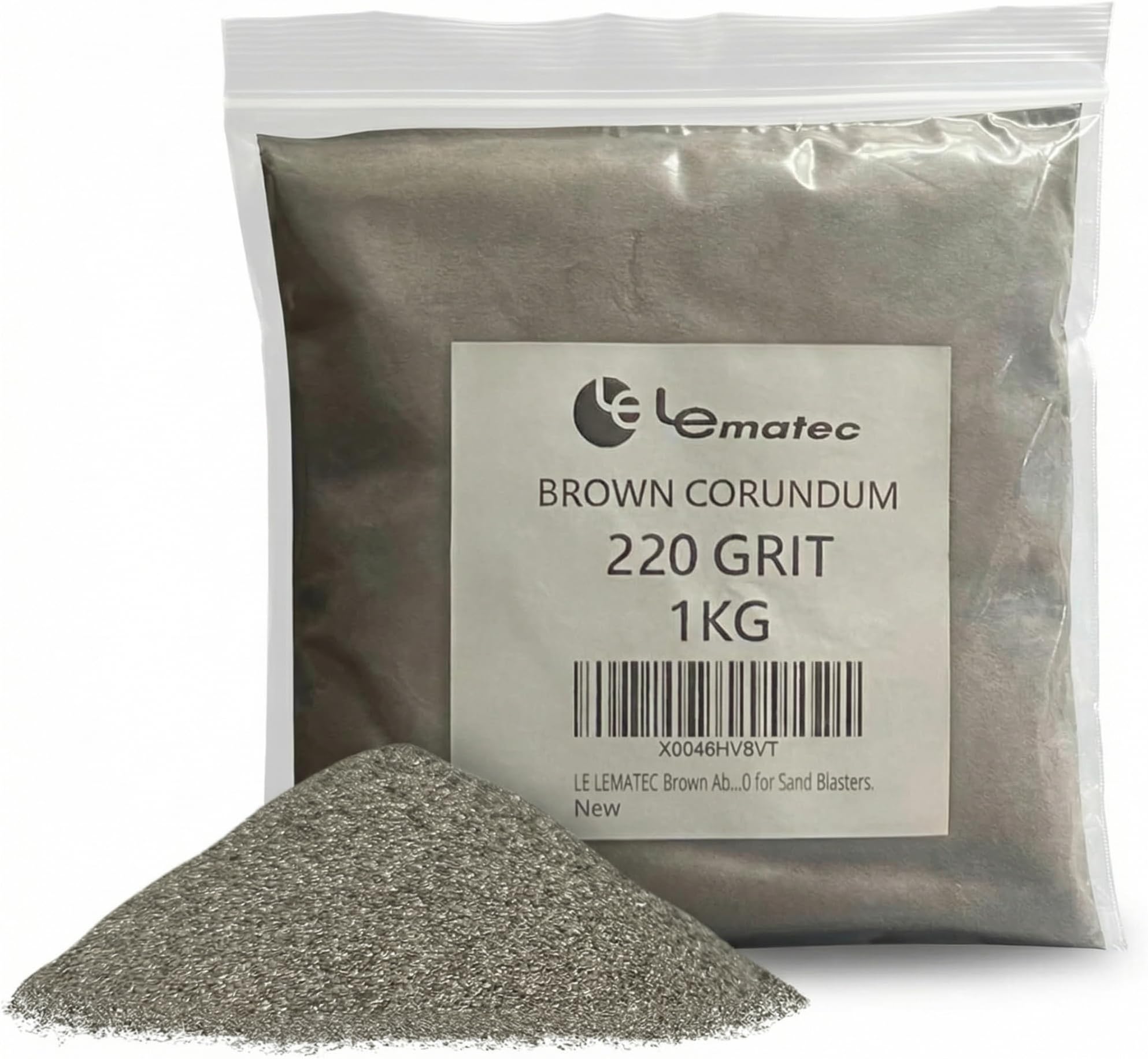 LE LEMATEC Brown Corundum (Aluminum Oxide) Abrasive Blasting Media #220 - Rust Remover for Metal Surface Prep, Coating Removal & Cleaning for Sandblasters & Sandblaster Equipment, 2.2lbs Starter Bag