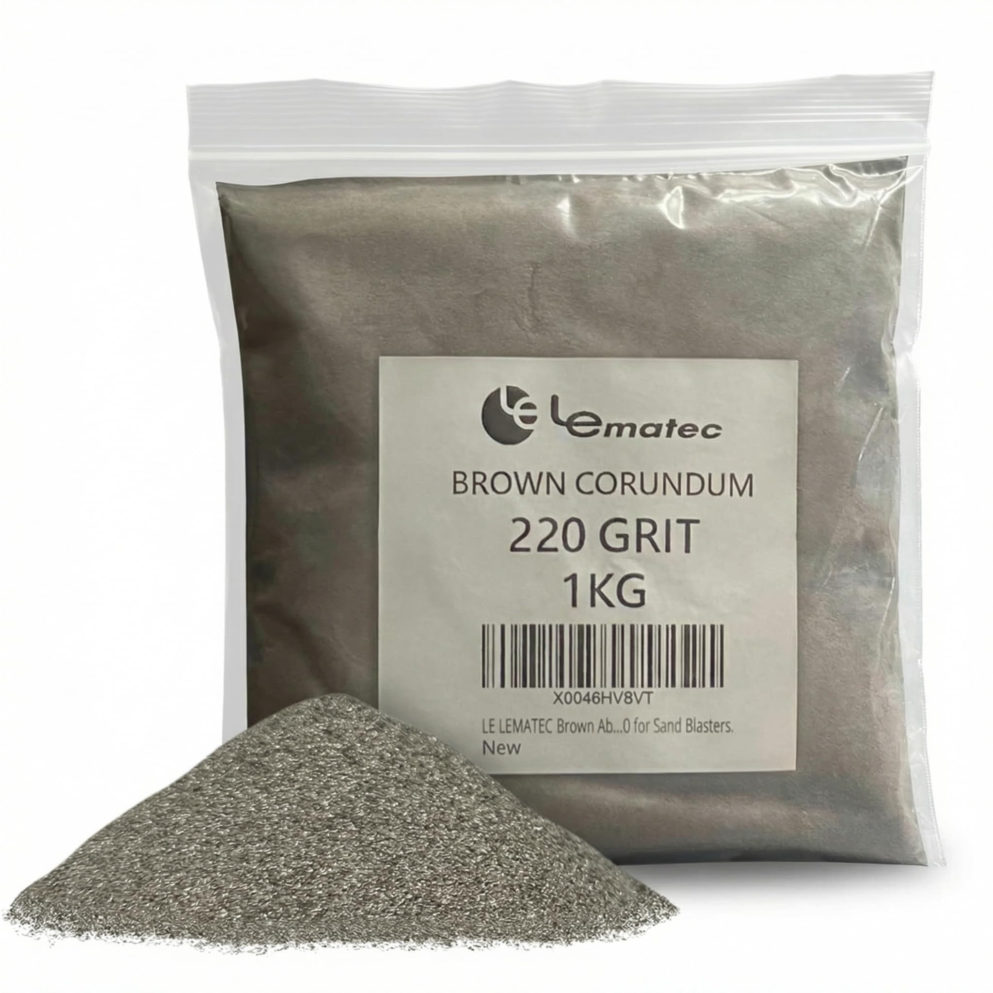 LE LEMATEC Brown Corundum Abrasive Blasting Media #220 - Rust Remover for Metal Surface Prep, Coating Removal & Cleaning for Sandblasters & Sandblaster Equipment, 2.2lbs Starter Bag