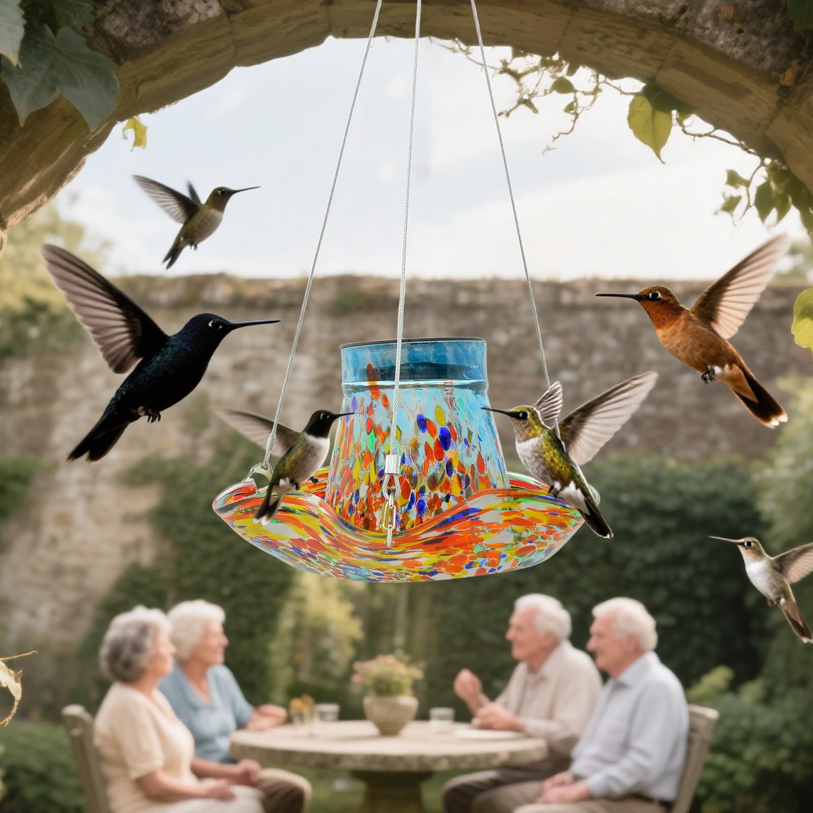 Bebederos Para Colibríes Exteriores Alimentadores Solares Para Exterior | Bebedero Antifugas Con Vidrio Decoración Jardín Y Patio Exterior