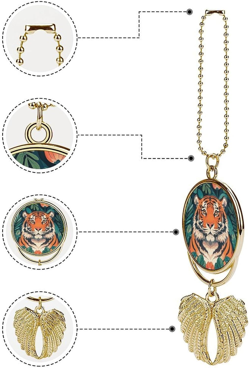 Forest Tiger Guardian Angel Car Charm for Rear View Mirror image 3