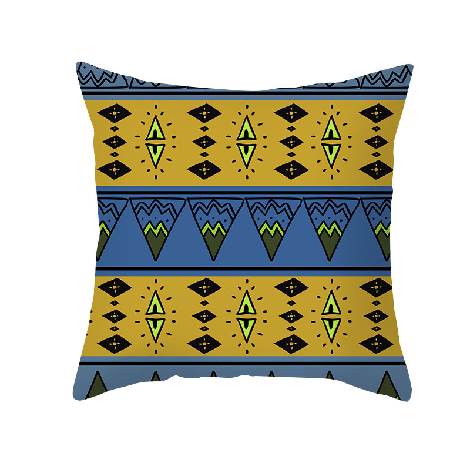 Cushion Covers Yellow Green Geometry Pillow Cases Soft Linen Cushions with Covers Included Washable Sofa Cushions with Invisible Zip Pillowcase Breathable Pillow Cover 60x60 Cushion Cover 1 Pack