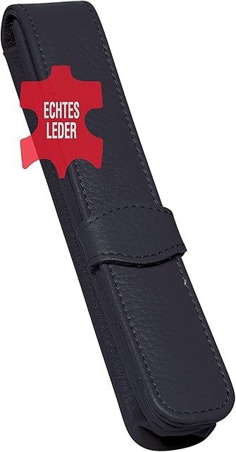Online Schreibgeräte 90758 Leather pen case, made of genuine leather, black, for one pen, slim, an elegant accessory for him and her
